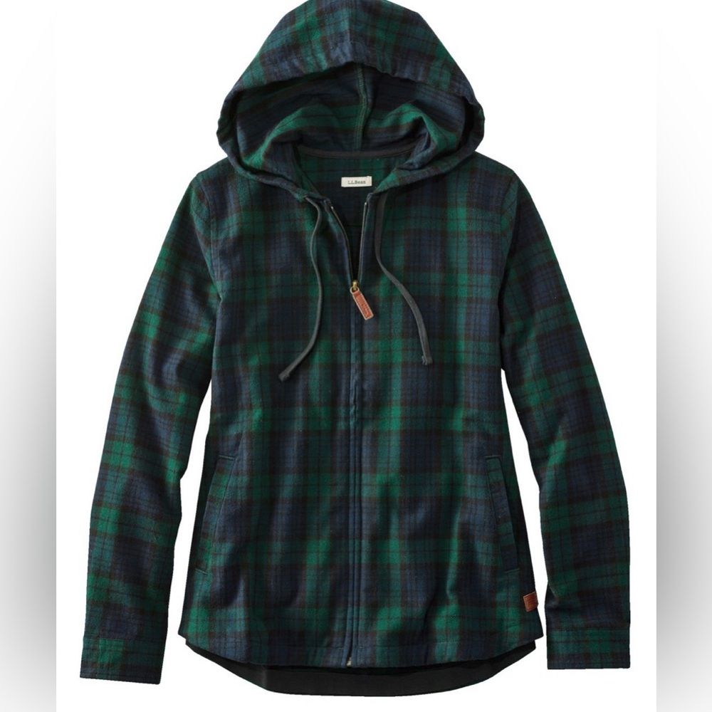 L.L.Bean Scotch Plaid Flannel Relaxed Zip Hoodie